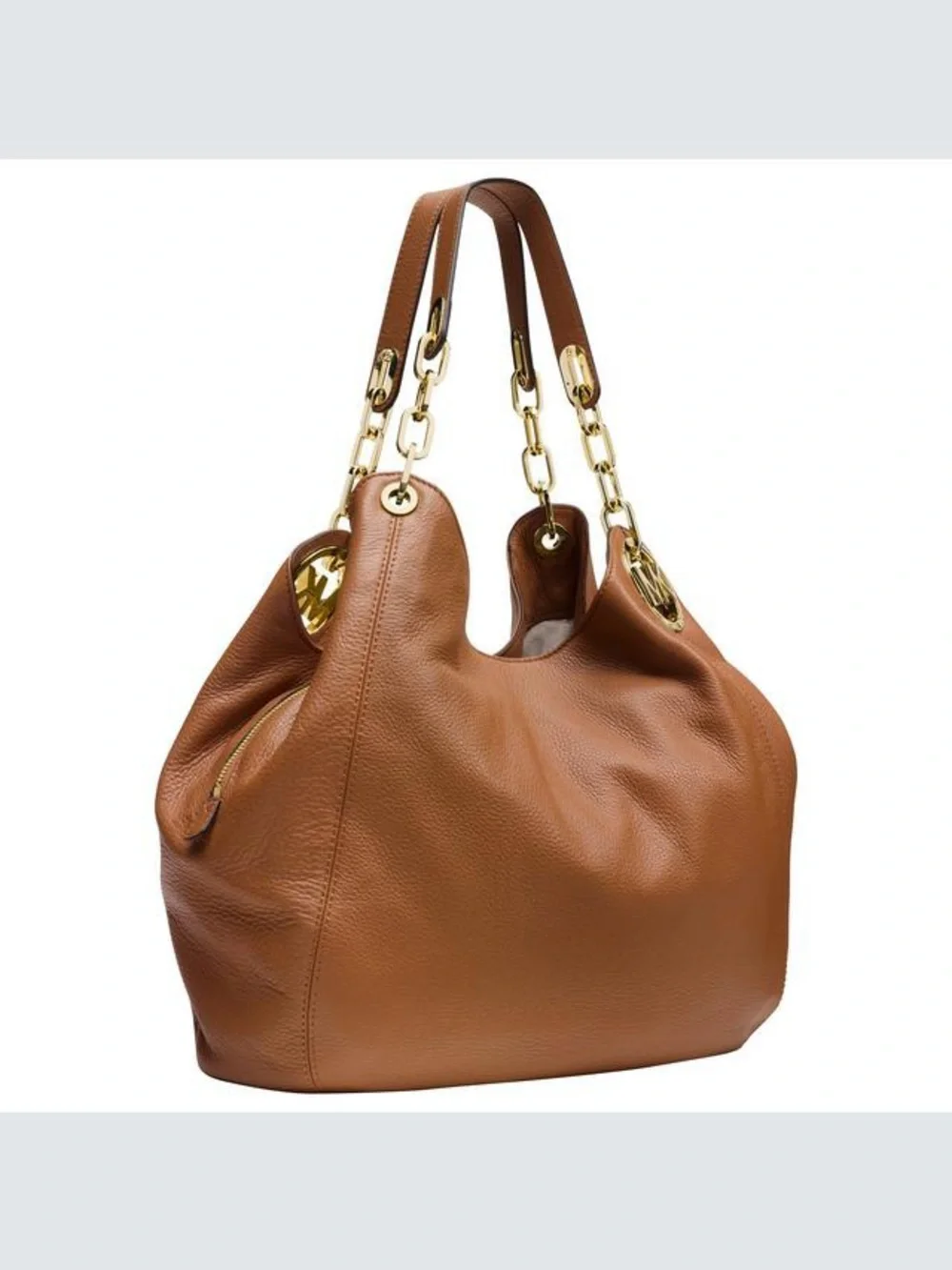 Michael Kors Brown Leather Shoulder Bag with Gold Hardware